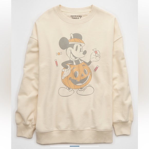 American Eagle NWOT Oversized Halloween Sweatshirt Size Large in Cappuccino - Picture 4 of 12